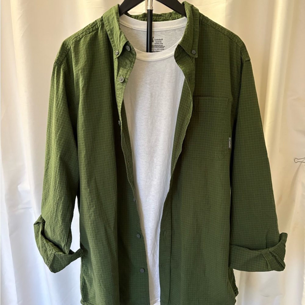 Olive Green Casual Button Down Shirt